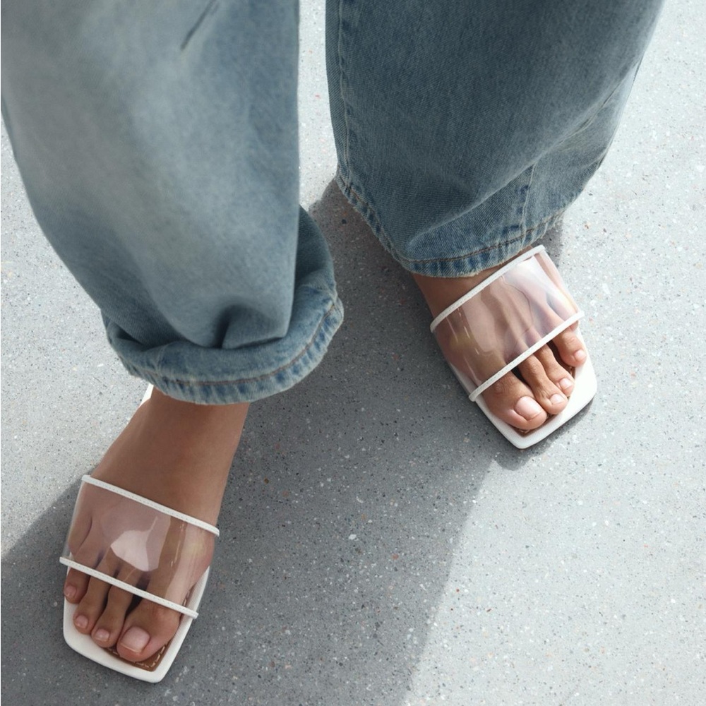 Zara vinyl slide sandals.  NWOT